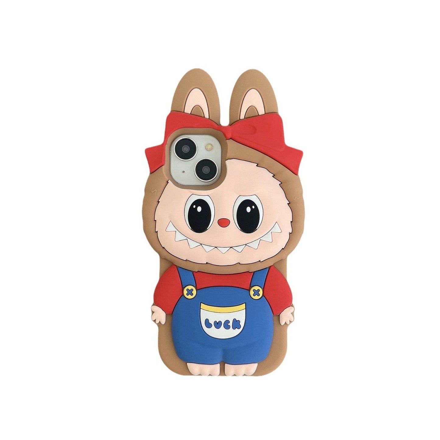 Cherry Bow Labubu Silicone Phone Case