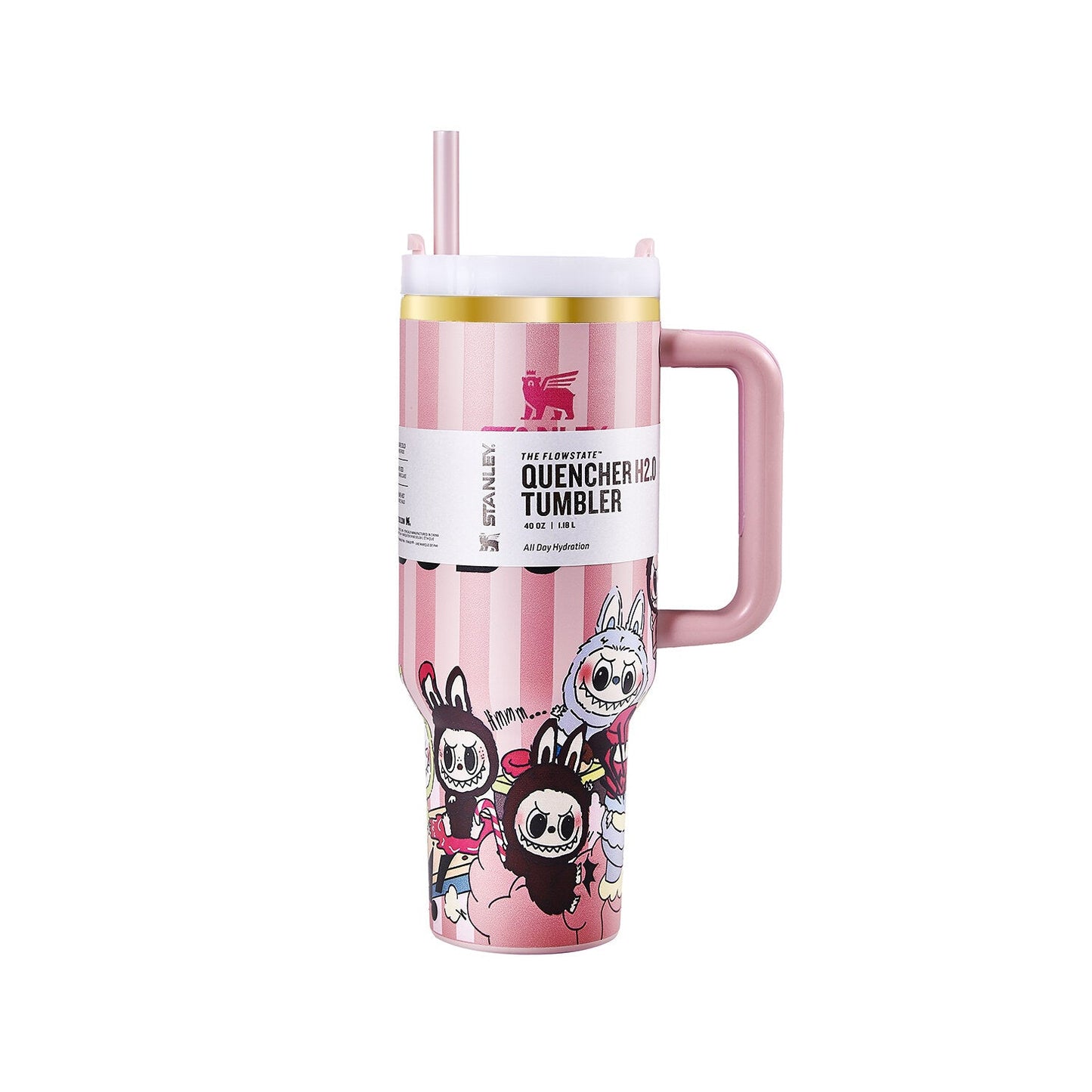 Limited Edition Stanley x Labubu Tumbler - Pink Stripe Quencher