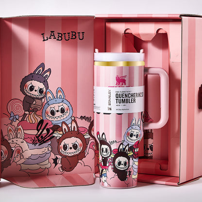Limited Edition Stanley x Labubu Tumbler - Pink Stripe Quencher